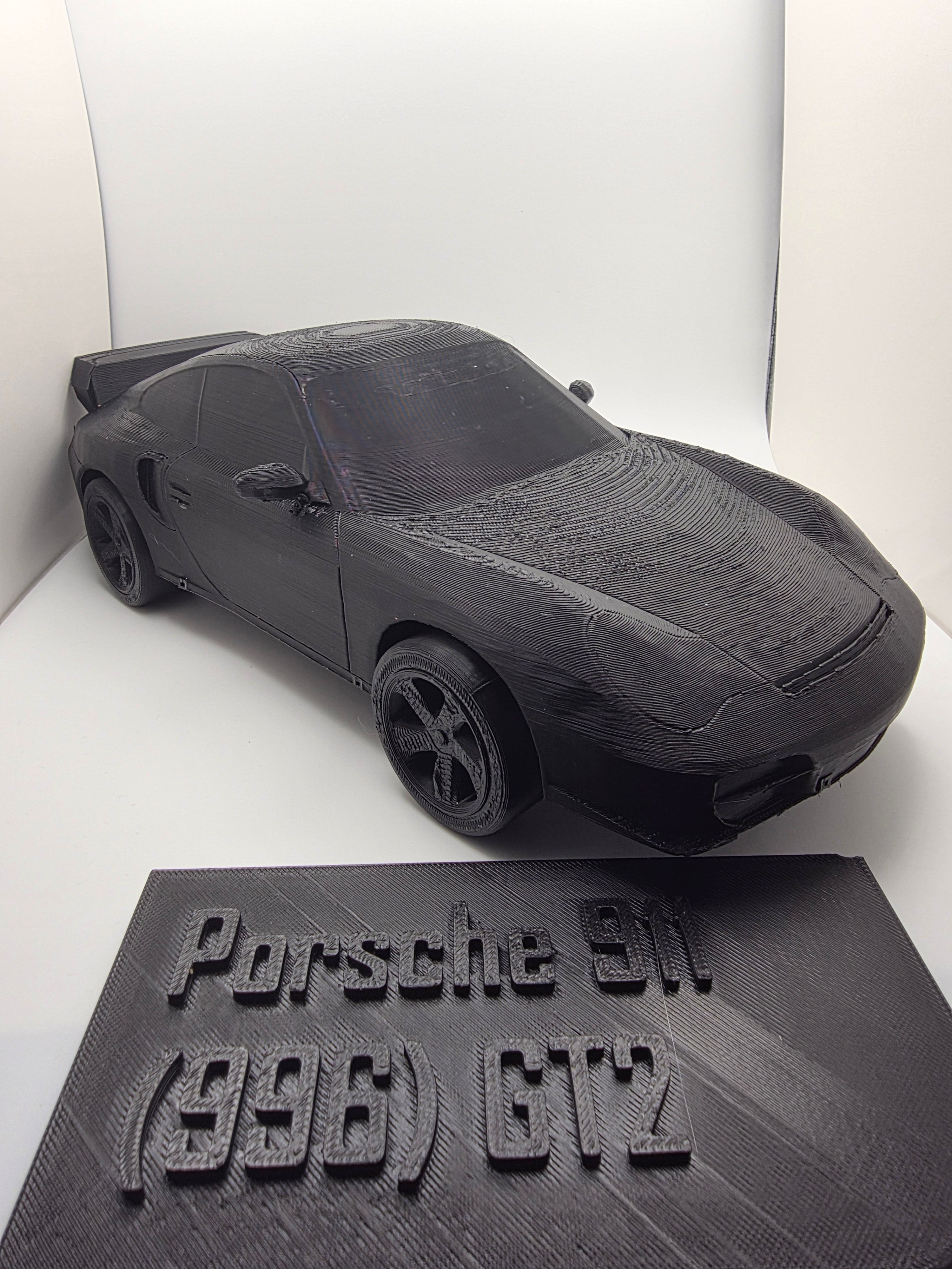 🚗 Porsche 911 GT2 – Modèle décoratif noir (impression 3D)